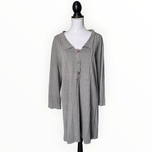 Earth Creations Gray Hemp Cotton Blend Long Sleeve Tunic Top Size XL Lagenlook